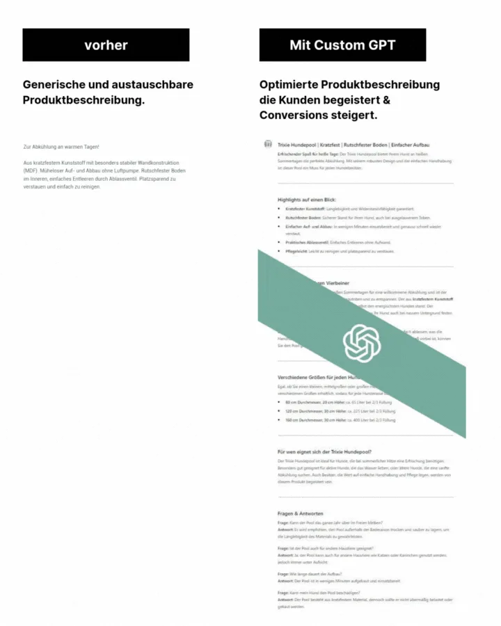 Screenshot: GPT für die Optimierung von Produktbeschreibungen